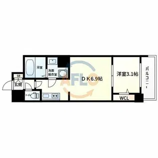 ミラージュパレス難波クルヴァ【9階】の間取り