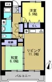 ハイヒルズクマノ【7B号室】の間取り