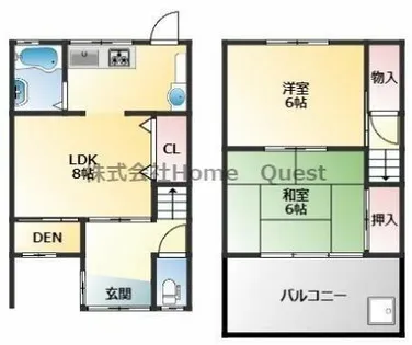 大阪府八尾市恩智南町1丁目【テラスハウス】の間取り