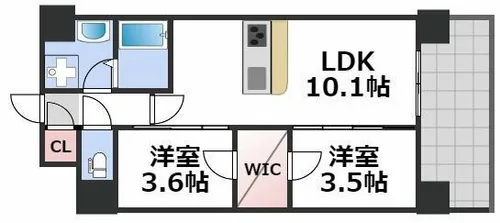 アーバネックス新町Ⅱ【3階】の間取り