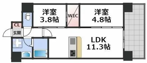 アーバネックス新町Ⅱ【7階】の間取り