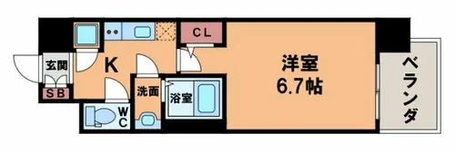 レジュールアッシュ天王寺パークサイド【7階】の間取り