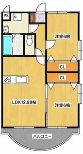 ドミールパレス櫛原【4階】の間取り