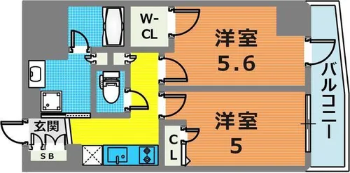 エステムコート神戸元町IIリザーヴ【5階】の間取り