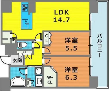 ワコーレ神戸三宮マスターズレジデンス【1102号室】の間取り