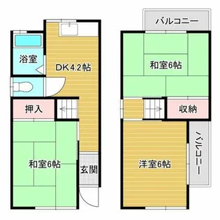 大阪府大阪狭山市半田5丁目【テラスハウス】の間取り
