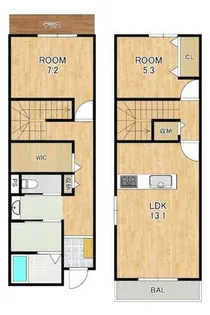 滋賀県大津市大萱3丁目【テラスハウス】の間取り