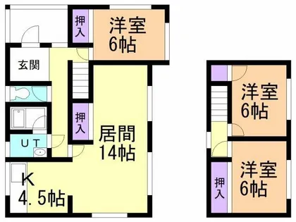 北海道室蘭市白鳥台1丁目【一戸建】の間取り