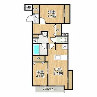パークフラッツ弁天町駅前【8階】の間取り