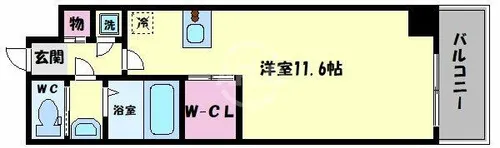 エグゼ難波東【15階】の間取り