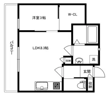 キニスム東五百住【304号室】の間取り