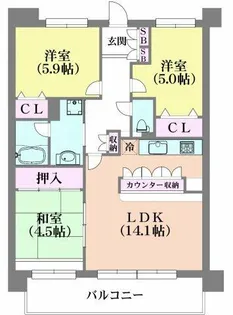 サンコート花山【4階】の間取り