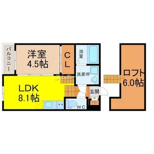 ハーモニーテラス大喜町【2階】の間取り