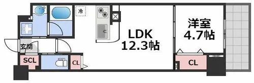 Dimus北浜【4階】の間取り