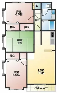 ユトリロキャッスル【2-D号室】の間取り