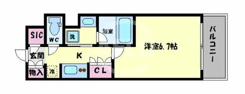 ネベル大阪上本町【7階】の間取り
