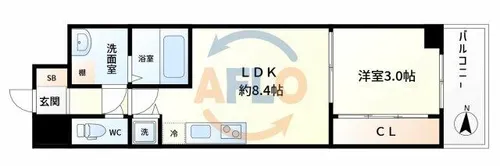 フロンティアタワー九条Ⅲ【10階】の間取り