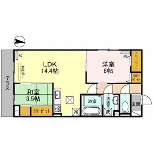 Clashist中宮 South【1階】の間取り