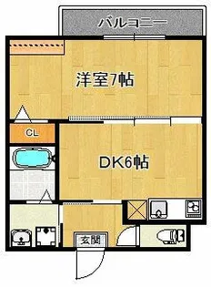 エントランスライフ宝ヶ池【204号室】の間取り