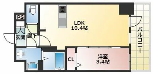 S-RESIDENCE堺筋本町Deux【6階】の間取り