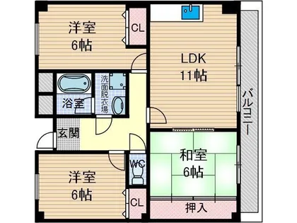 サンハート南茨木【1階】の間取り