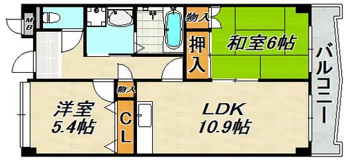 ガーデンコート楠ヶ丘【1階】の間取り