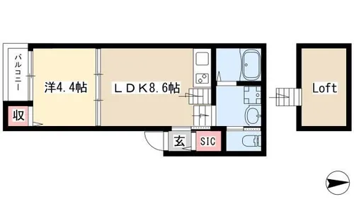 ハーモニーテラス坂井戸町【201号室】の間取り