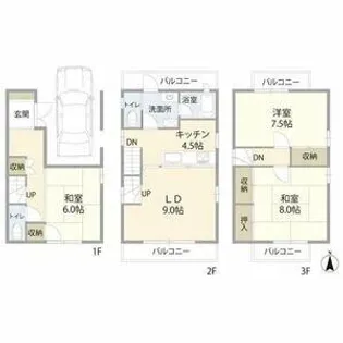 愛知県北名古屋市九之坪神明【一戸建】の間取り