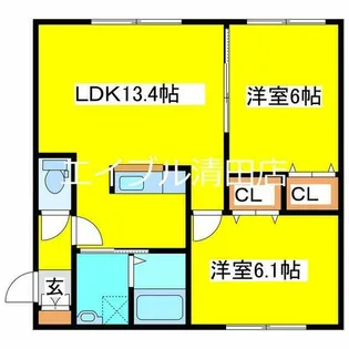 クローバーパーク真栄【201号室】の間取り