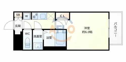 プレリス阿波座Bloom【9階】の間取り