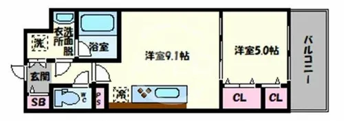 グランパシフィック今里Luxe【8階】の間取り