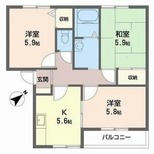 ウォームフロント岡田【0205号室】の間取り