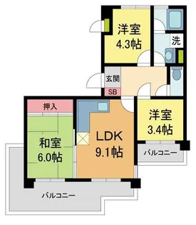 ラソフェリス雲雀丘【101号室】の間取り