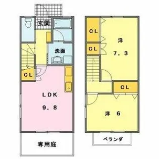 ジュエル浄水【D号室】の間取り