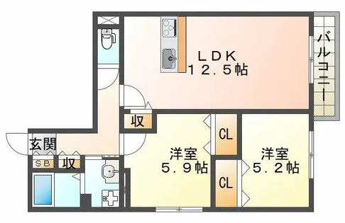 アズーロ垂水Ⅰ【1階】の間取り