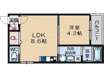 リバーサイド南摂津【3階】の間取り