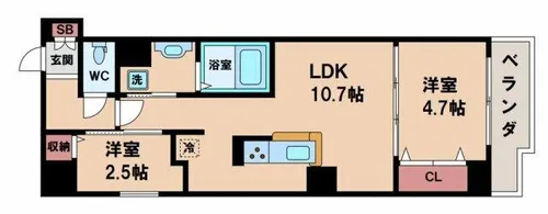 Calmtree上町台【6階】の間取り