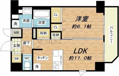 プレサンス堺筋本町フィリア【11階】の間取り