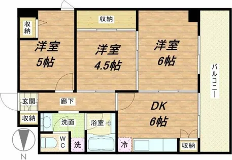 上三青山ハイツ【5階】の間取り