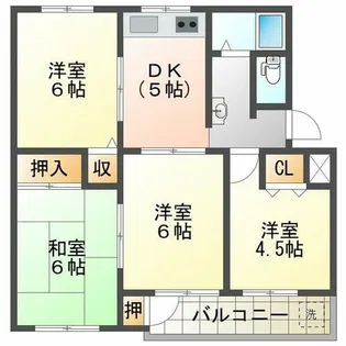 神陵台北住宅65号棟【2階】の間取り