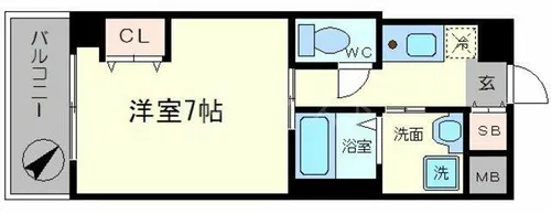 ELLE難波WEST【8階】の間取り