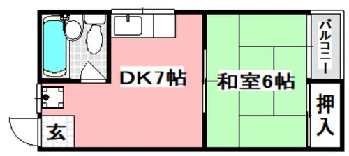 奥田コーポ【102号室】の間取り