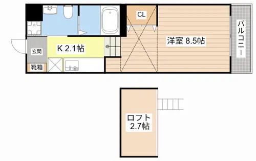 エルミナコート八日市Ⅱ【102号室】の間取り