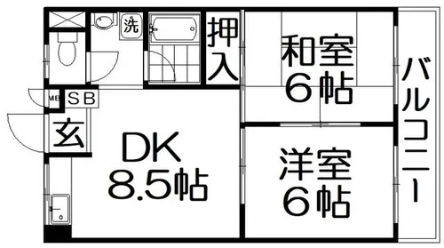 シャトーKITAII【3階】の間取り