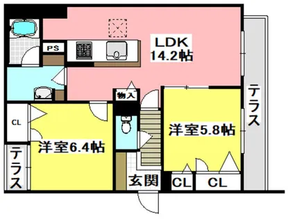 ブルーメハイム【1階】の間取り
