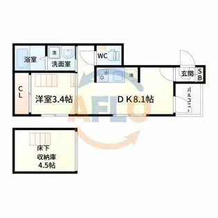 ハーモニーテラス姫島Ⅱ【1階】の間取り