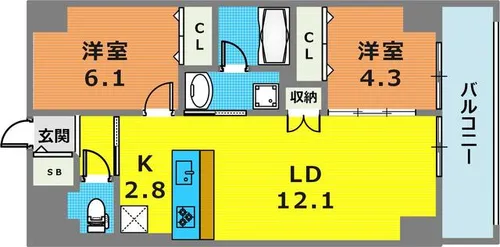 ブルーミンメドー本山【202号室】の間取り