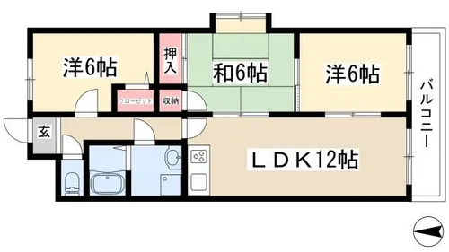 リバーパーク植田東【3階】の間取り