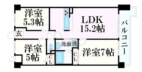 ヒルサイドテラス北平野【2階】の間取り