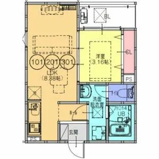 F+style藤井寺道明寺1号館【1階】の間取り